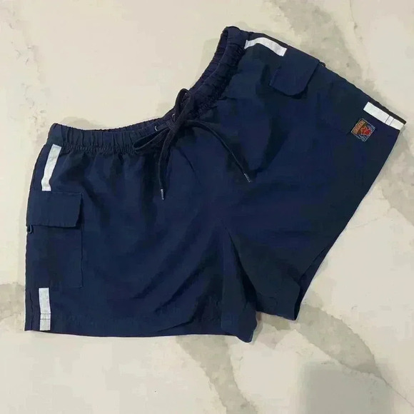 Vintage Big Flirt y2k Blue Cargo Shorts Women's Small Drawstring Elastic Waist - Picture 1 of 8